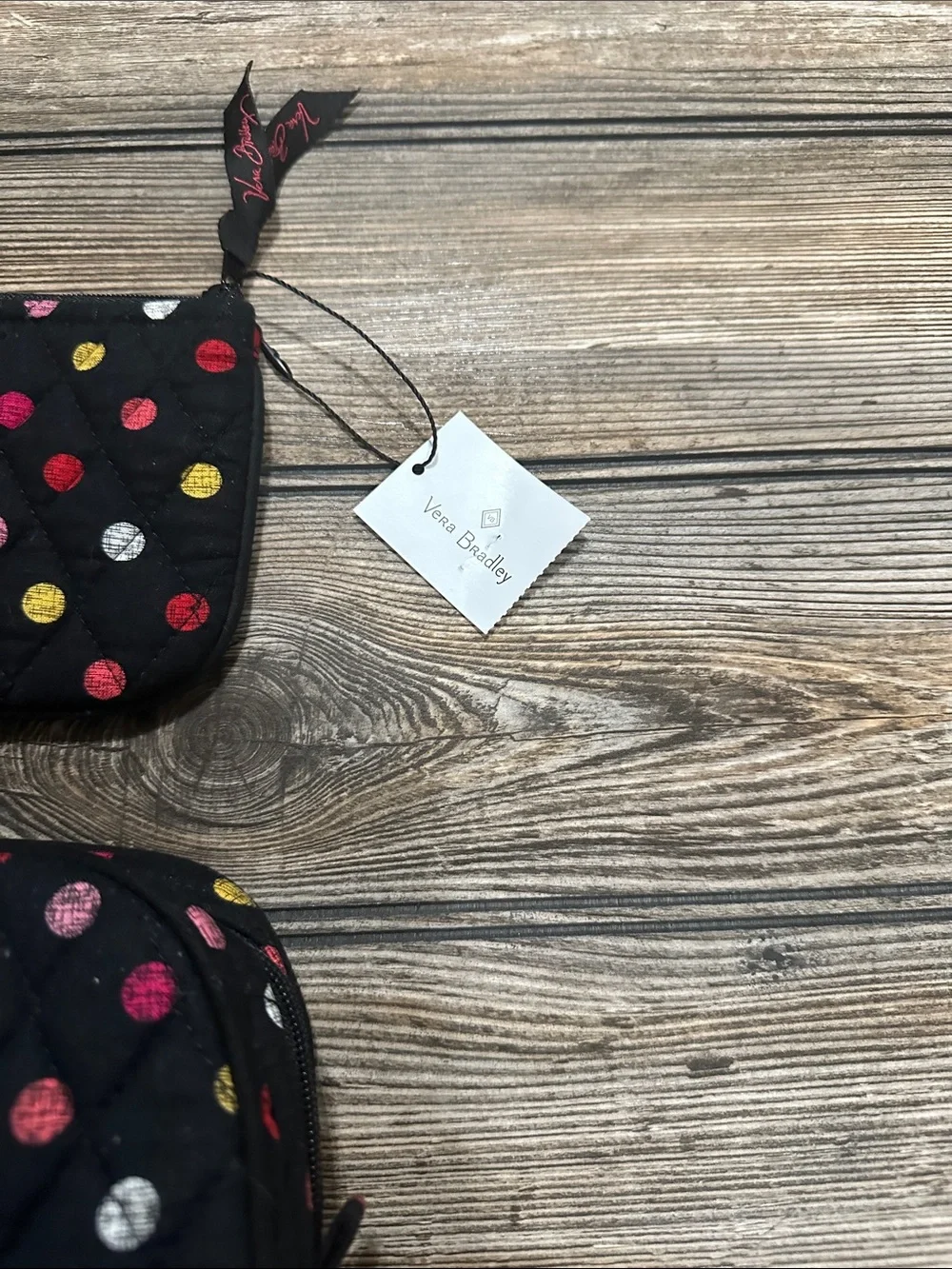 Vera Bradley Black Quilted Polka Dot Kids Pouch Trio